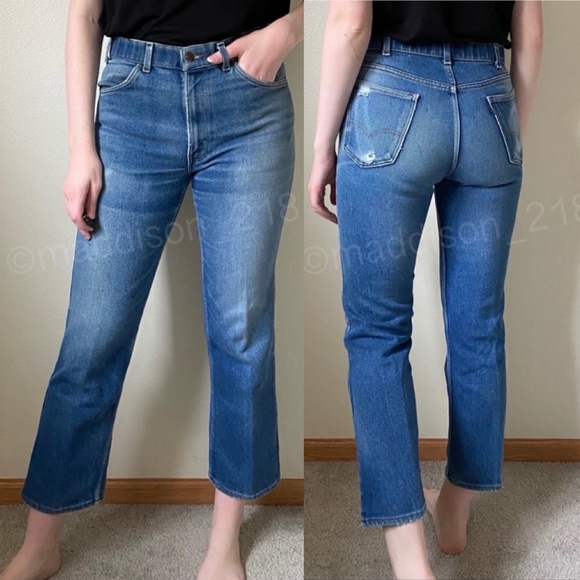 Vintage Levi’s Stretch Denim High Rise Straight Leg Dark Blue Wash Denim 30” - Picture 1 of 12